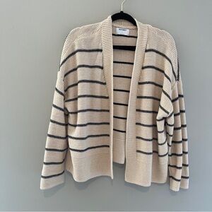 Old Navy Beige Black Striped Open Front Slouchy Overwized Cardigan Size XL